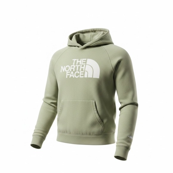The North Face Tops - The North Face Womens Half Dome Hoodie Sage Green Fleece Pullover Logo XS